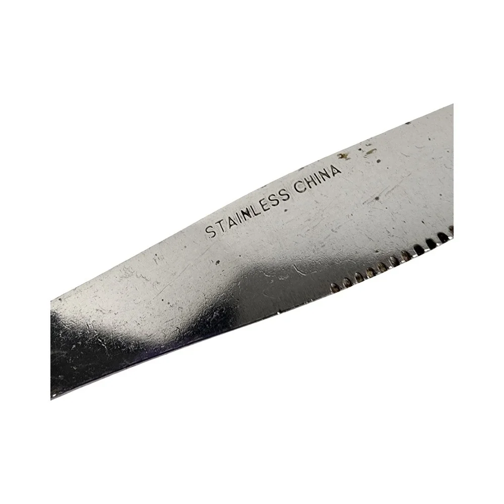 Stainless China Butter Knife Serrated Edge Floral‎ Handle Silverware Flatware